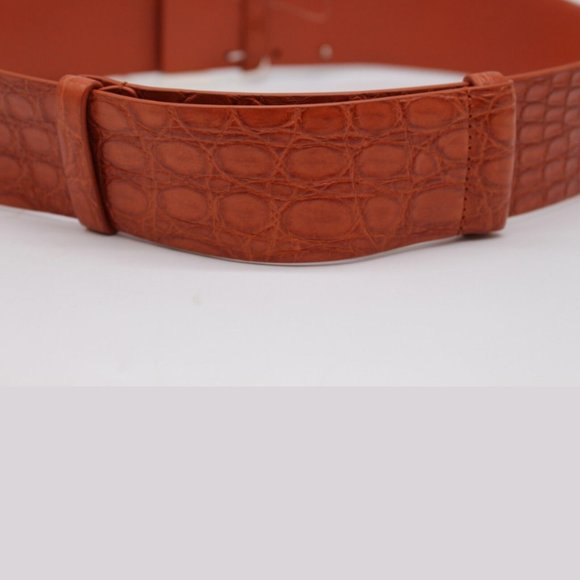 Salvatore Ferragamo Sunstone Orange Leather Belt Size 70 - Picture 3 of 7